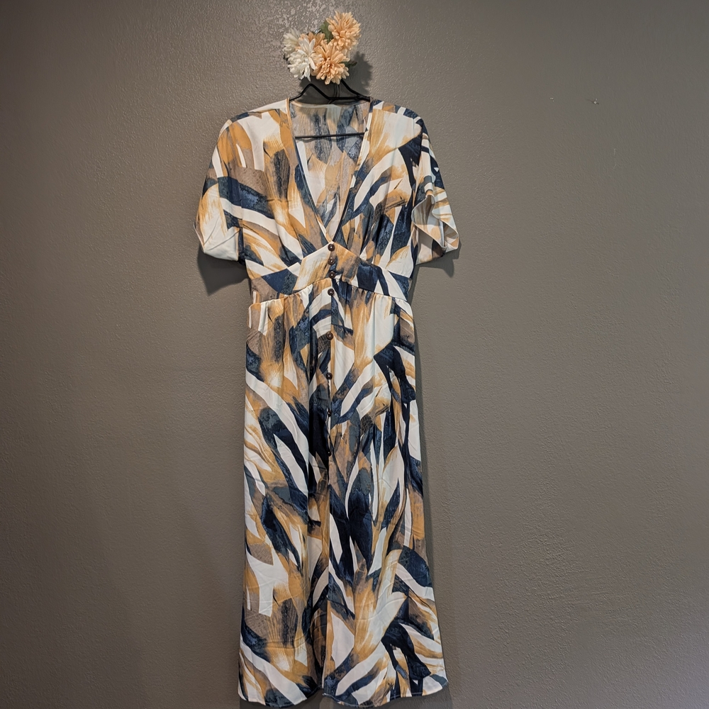 Abstract Patterned Midi Dress